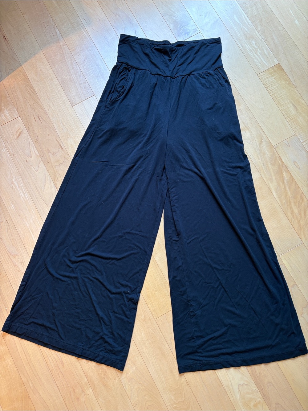 Kindred Bravely Black Wide-Leg Fold-Over Waist Pants